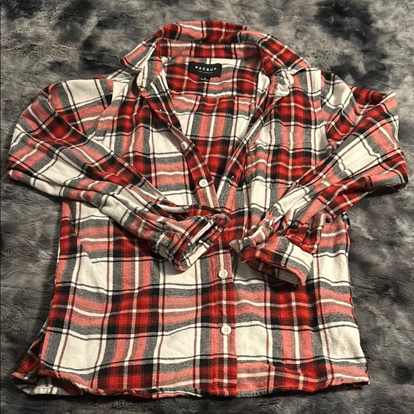 PacSun Red Plaid Button-Up Shirt - Picture 1 of 2